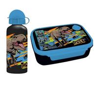 Ensemble boîte à déjeuner pour enfants - Boîte à sandwich dinosaure T-Rex et bouteille d'eau en aluminium de 500 ml - Ensemble repas pour l'école, les voyages, sans BPA