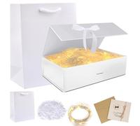 Ensemble Boite Cadeau,Boite Cadeau Magnétique,Boîte Cadeau Avec Couvercle,Boîte Décorative Emballages Cadeau,avec Ruban,Carte et Papier Déchiqueté,pour cadeau,anniversaires,Saint-Valentin,Noël