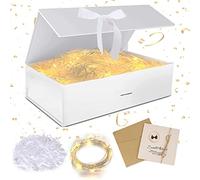 Ensemble Boite Cadeau,Boite Cadeau Magnétique,Boîte Cadeau Avec Couvercle,Boîte Décorative Emballages Cadeau,avec Ruban,Carte et Papier Déchiqueté,pour cadeau,anniversaires,Saint-Valentin,Noël