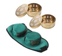 Ensemble Boîte de Moxibustion à Deux Chambres en Cuivre, Portable | Housse en Tissu, Paquet de Transport Inclus, Support Brûleur Moxa, Usage Maison et Voyage pour Dos et Cou