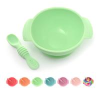 Ensemble bol et cuill re m cher en silicone incassable et antid rapant PrimaStella pour b b s et tout-petits (vert)