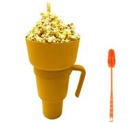 Ensemble bol et tasse, tasses à snacks et à boissons 2 en 1, gobelet de stade Gobelet à pop-corn, gobelet multifonction réutilisable anti-chaleur, pour pop-corn, bonbons, chips, etc. (jaune)