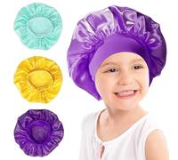 Ensemble bonnet 3 en 1 en soie pour enfants - Doux et réglable pour dormir - Violet, jaune, vert
