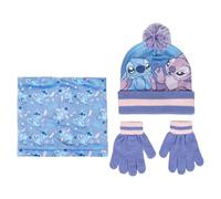 Ensemble bonnet avec gant et Ã©charpe d'hiver enfant Cerda Disney Stitch Violet TU