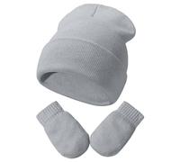 Ensemble Bonnet Beanie et Moufles D'hiver Set pour Bébés et Enfants Ensemble Chapeau et Gants Tricotés Chauds pour bébé Filles et Garçons