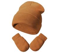 Ensemble Bonnet Beanie et Moufles d'hiver Set pour Bébés et Enfants Ensemble Chapeau et Gants Tricotés Chauds Confortables pour 3 Mois - 5 Ans Filles et Garçons
