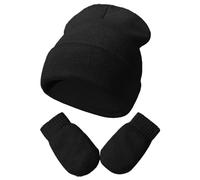 Ensemble Bonnet Beanie et Moufles D'hiver Set pour Bébés et Enfants Ensemble Chapeau et Gants Tricotés Chauds pour bébé Filles et Garçons