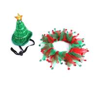 Ensemble bonnet de Père Noël et écharpe pour animaux de compagnie, tenue de Noël douce et confortable à porter pour chats et chiens, accessoire de festival