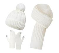 Ensemble bonnet d'hiver écharpe gants pour femme hiver chaud bonnet tactile gants et écharpe ensemble avec gants, bonnet, écharpe, gants, bonnet, écharpe pour femme, ensemble de Noël, Blanc 2., taille