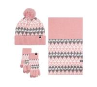 Ensemble Bonnet Echarpe Eants Femme,Ensemble éCharpe Bonnet Et Eants en Jacquard Tricoté en Trois PièCes pour L'Automne Et l'hiver