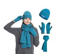 Ensemble Bonnet Echarpe Eants Femme,Un Ensemble De Trois Bonnets TricotéS Pouvant êTre avec des éCrans Tactiles Et des TéLéPhones Portables en Hiver Comprenant des Bonnets éPais Et Chauds