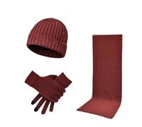 Ensemble Bonnet, écharpe et Gants Chauds, épais tricotés, Unisexe, Automne-Hiver, Couleur Unie(Style3)