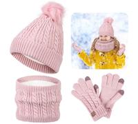 Ensemble bonnet, écharpe et gants d'hiver pour enfants, bonnet isolé et cache-cou, gants chauds pour enfants de 5 à 12 ans