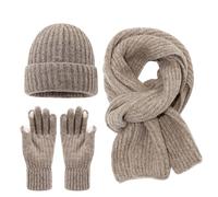Ensemble Bonnet éCharpe Et Gants D'Hiver Pour Femme, Bonnet à Pompon Avec Doublure Polaire Chaude, éCharpe Longue En Tricot, Gants Pour éCran Tactile Ensemble 3 En 1 Cadeaux Noel Femme Homme