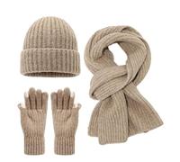 Ensemble Bonnet éCharpe Et Gants D'Hiver Pour Femme, Bonnet à Pompon Avec Doublure Polaire Chaude, éCharpe Longue En Tricot, Gants Pour éCran Tactile Ensemble 3 En 1 Cadeaux Noel Femme Homme