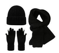 Ensemble Bonnet éCharpe Et Gants D'Hiver Pour Femme, Bonnet à Pompon Avec Doublure Polaire Chaude, éCharpe Longue En Tricot, Gants Pour éCran Tactile Ensemble 3 En 1 Cadeaux Noel Femme Homme