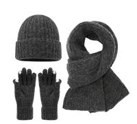 Ensemble Bonnet éCharpe Et Gants D'Hiver Pour Femme, Bonnet à Pompon Avec Doublure Polaire Chaude, éCharpe Longue En Tricot, Gants Pour éCran Tactile Ensemble 3 En 1 Cadeaux Noel Femme Homme