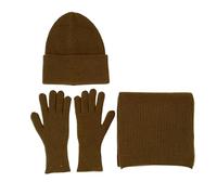 Ensemble Bonnet, écharpe et Gants en Tricot Chaud, Moss Yellow