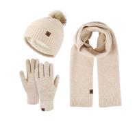 Ensemble bonnet, écharpe et gants pour femme, bonnet d'hiver 3 pièces, cache-cou et gants, bonnet, gants, écharpe Taille unique