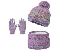 Ensemble Bonnet Écharpe Gant Enfant Garçon Bonnet, Écharpe, Cache-Cou et Moufles Chauds en Tricot pour Enfants, Parfaits pour Les Activités Hivernales en Extérieur par Temps Froid