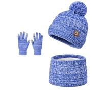 Ensemble Bonnet Écharpe Gant Enfant Garçon Bonnet, Écharpe, Cache-Cou et Moufles Chauds en Tricot pour Enfants, Parfaits pour Les Activités Hivernales en Extérieur par Temps Froid