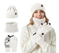 Ensemble Bonnet Echarpe Gant Femme - Ensemble Bonnet et Écharpe Tricotés Unisexe Deux Pièces Confort Hiver Taille Modèle Flocon Neige Chaud