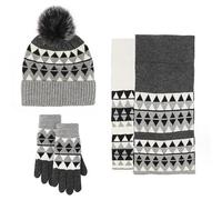 Ensemble Bonnet Echarpe Gant Femme Ensemble Bonnet et Écharpe Tricotés Unisexe Deux Pièces Confortable Taille Modèle Flocon Neige Hiver (Black, One Size)