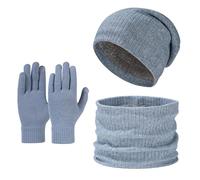 Ensemble Bonnet Echarpe Gant Femme - Ensemble de Trois pièces d'écharpe et Bonnet tricoté pour Homme Femme hivernale Confortable et élégante