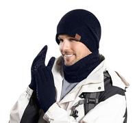 Ensemble Bonnet Echarpe Gant Homme, Cache Cou Hiver Gant Hiver Tactile avec Doublure en Molleton ÉPais pour Ski Moto Bicyclette Escalade RandonnéE pour Temps Froid
