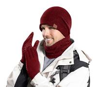 Ensemble Bonnet Echarpe Gant Homme Cache Cou Hiver, Gant Hiver Tactile avec Doublure en Molleton ÉPais pour Ski Moto Bicyclette Escalade RandonnéE pour Temps Froid