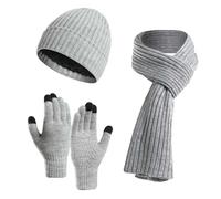 Ensemble Bonnet Echarpe Gant Homme Conduite, Ensemble Chauds d'hiver 3 en 1 avec Double Polaire Chaud Tricotés pour Homme Femme Bonnet Écharpe Et Gants À Écran Tactile pour Cadeau De Noël