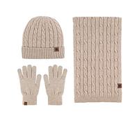 Ensemble Bonnet Echarpe Gant Homme, Echarpe Chaude Gants Hiver Tricot Polaire Doublé Cadeaux De NoëL Anniversaire pour Usage Quotidien Ski Patinage RandonnéE Conduite VéLo
