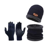 Ensemble Bonnet Echarpe Gant Homme Femme, Noir Classique Ensemble Echarpe Bonnet, Chaud Ensemble Bonnet + Gants Tactiles pour Ski, Randonnée, Voyage, Vélo