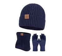 Ensemble Bonnet Echarpe Gant Tour De Cou Polaire, Gant Hiver Tactile TricotéE Chaude 3 en 2 pour Shopping Ski PêChe Camping Sports De Plein Air VéLo ÉPaississant