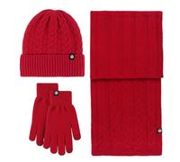 Ensemble Bonnet Echarpe Gant Unisexe Gant Hiver Tactile, Grosse Echarpe DoubléS en Polaire éPaisse Trois PièCes Tricot D'ExtéRieur Chaud pour Adulte