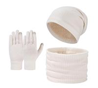 Ensemble Bonnet Echarpe Gant Unisexe Tour De Cou Hiver - Bonnet Ski Doublure Polaire éPaisse pour Plus De Chaleur Et AdaptéE Aux ActivitéS De Plein Air Couleur Unie