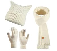 Ensemble Bonnet Echarpe Gants 3 en 1, Bonnet Écharpe Gants D'écran Tactile Homme Femme Ensemble Chauds d'hiver 3en1 Mode avec Doublure Polaire Cadeaux Noel Unisexes pour Ski Sports Extérieur