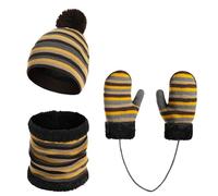 Ensemble Bonnet-Écharpe-Gants pour Enfant Garçon Bonnet d'hiver pour Enfants, Écharpe en Tricot Rayé, Chaud pour Garçons et Filles par Temps Froid