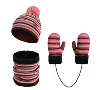 Ensemble Bonnet-Écharpe-Gants pour Enfant Garçon Bonnet d'hiver pour Enfants, Écharpe en Tricot Rayé, Chaud pour Garçons et Filles par Temps Froid