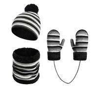 Ensemble Bonnet-Écharpe-Gants pour Enfant Garçon Bonnet d'hiver pour Enfants, Écharpe en Tricot Rayé, Chaud pour Garçons et Filles par Temps Froid