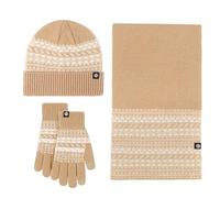 Ensemble Bonnet Echarpe Homme-Ensemble d'hiver Chaud et Coupe-Vent avec écharpe en Jacquard, Ensemble de 3 pièces (Khaki, One Size)