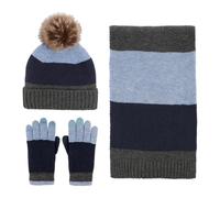 Ensemble bonnet et écharpe, bonnet d'hiver chaud | bonnet et écharpe d'hiver, moufles en laine pour homme et femme, Bleu clair+bleu foncé+gris, Refer to description