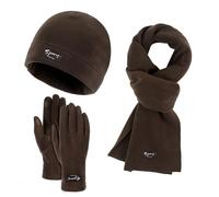 Ensemble bonnet et écharpe d'hiver pour femme - Ensemble bonnet chaud en tricot thermique en polaire douce cache-cou élastique pour sports de plein air Café