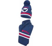 Ensemble bonnet et écharpe Mickey Mouse pour bébé - Protection douillette en hiver Bleu foncé 48 cm