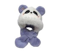 Ensemble Bonnet et écharpe Panda pour Enfants, Accessoires Automne/Hiver, Accessoires de Déguisement, Capuche, Ensemble Bonnet et écharpe Cosplay, Violet Gris