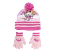 Ensemble Bonnet et Gants Pat' Patrouille - Couleur Rose - Taille Unique - Fabriqué en Acrylique et Polyester - Motif Skye - Produit Original Conçu en Espagne