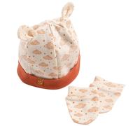 Ensemble bonnet et moufles de naissance Orsino