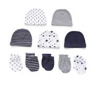 Ensemble bonnet et moufles pour bébé, 5 bonnets pour bébés, garçons, filles, 0-6 mois, 100 % coton, noir foncé, 0-6 mois