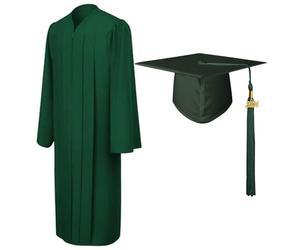 Ensemble bonnet et robe 2024, peignoirs mats unisexes pour robe de remise de diplôme, ensemble de remise de diplôme pour diplômés du lycée, costumes de juge, peignoir de chaire, Vert foncé 60, Refer