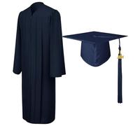 Ensemble bonnet et robe de remise de diplôme, robe de remise de diplôme et bonnet à pompons, robes de chorale pour église, costumes de juge, pour diplômés du lycée, Bleu marine 57, Refer to